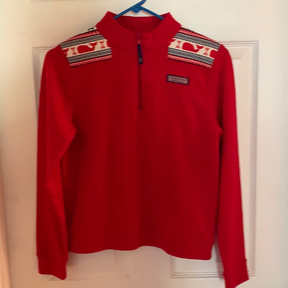 Like new red holiday vineyard vines sheep shirt L 14